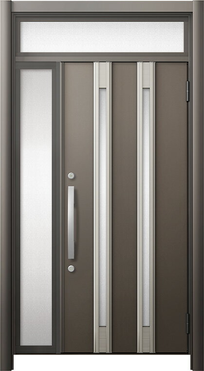 リシェント 玄関ドア3 断熱仕様 / 非防火 K2 M24型 木目調 片袖ランマ付 特注サイズ W：922～1,446mm ×..