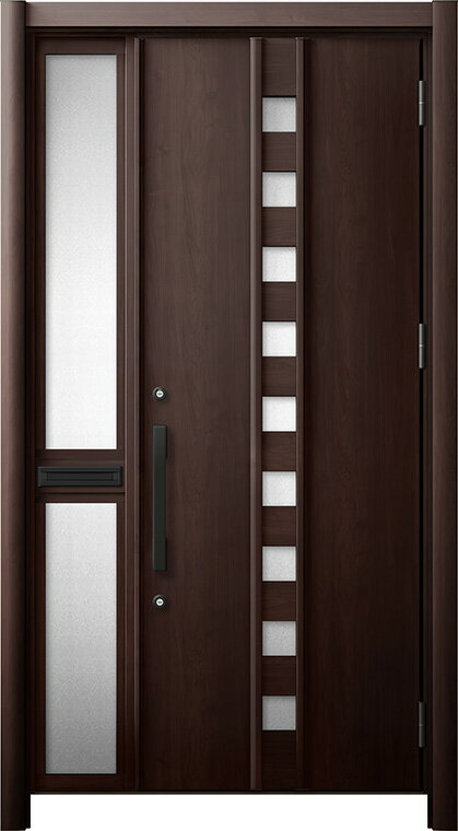 リシェント 玄関ドア3 断熱仕様 / 非防火 K4 M28型 アルミ色 片袖 中桟付ポスト付 特注サイズ W：1,013～1,336mm × H：1,739～2,439mm カバー工法 LIXIL TOSTEM