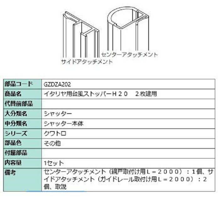 台風ストッパー 202 / 2枚建て用 対象CH：～2,230mm GZDZA202 LIXIL リクシル TOSTEM トステム