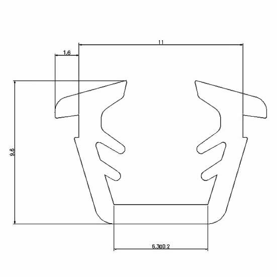 グレイジングチャンネル ガラス厚：6mm用 150m / 1巻 WB2556 部品色：ブラック(KC) 交換用 部品 三協 アルミ