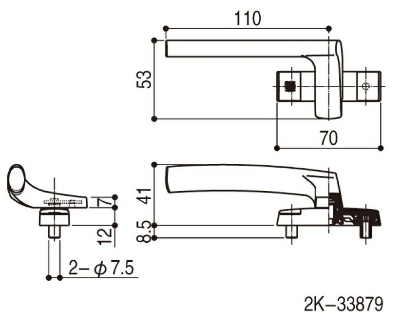 カムラッチハンドル / 1セット入り HH-2K-33879 / HH-2K-33880 交換用 部品 YKK AP