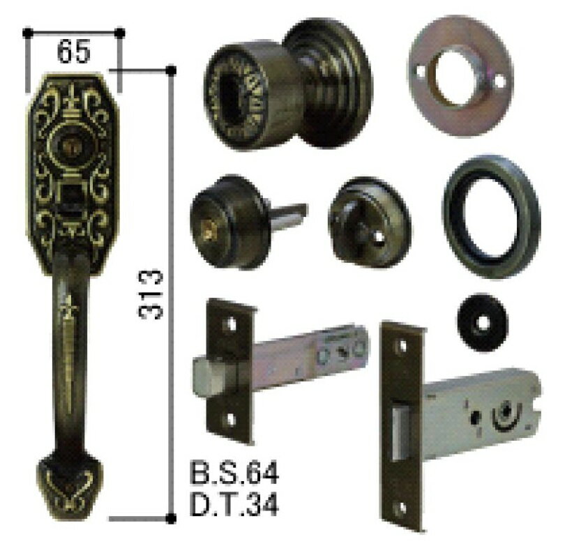 サムラッチハンドル錠セット / 1セット入り HH-J-0229 交換用 部品 YKK AP