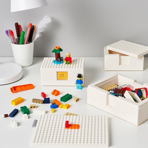 【あす楽】IKEA イケア レゴボックス ふた付き 3点セット ホワイト LEGO コラボ n80453403 BYGGLEK ビッグレク インテリア 収納 子供部屋用インテリア おもちゃ箱 おしゃれ シンプル 北欧 かわいい ベビー