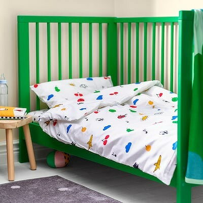 IKEA イケア 掛け布団カバー 枕カバー1枚 ベビーベッド用 マルチカラー 110x125 35x55cm m80572378 GRONFINK グローンフィンク キッズ ベビー ベビー用寝具 ベッド ベビーふとんカバー シーツ おしゃれ シンプル 北欧 かわいい