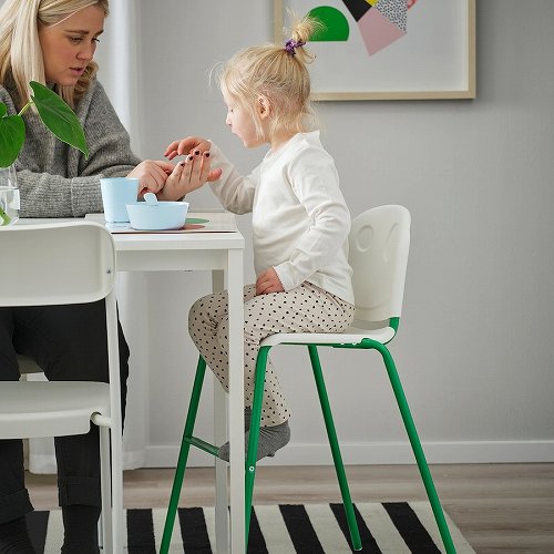 IKEA イケア 子ども用チェア ホワイト グリーン m10589400 VILDGAS ヴィルドゴース キッズ ベビー マタニティ ベビー用インテリア 収納用品 ベビーチェア ベビーチェア本体 おしゃれ シンプル 北欧 かわいい