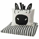 IKEA イケア 掛け布団カバー 枕カバー ブラック ホワイト シマウマ シングル 150x200cm 50x60cm m20595311 NATTHAGER ...