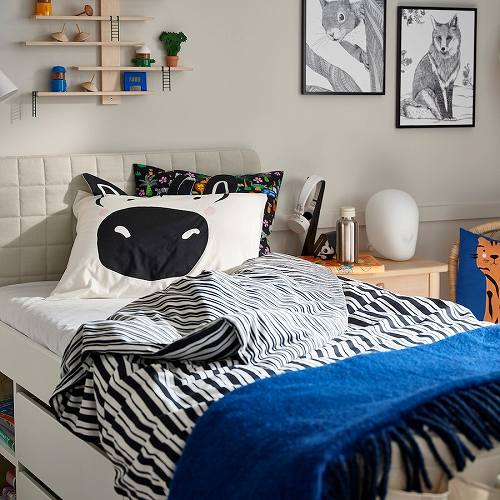 IKEA イケア 掛け布団カバー 枕カバー ブラック ホワイト シマウマ シングル 150x200cm 50x60cm m20595311 NATTHAGER ナットヘーゲル 子供部屋用インテリア 寝具 掛け布団カバー おしゃれ シンプル 北欧 かわいい