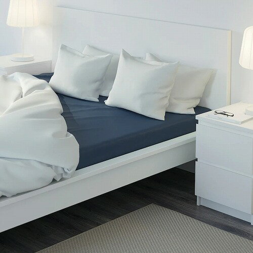 【あす楽】IKEA イケア ボックスシーツ カバー ダークブルー 青 クイーン 160x200cm d90342725 ULLVIDE ウッルヴィーデ 寝具カバー シーツ おしゃれ シンプル 北欧 かわいい ベッド