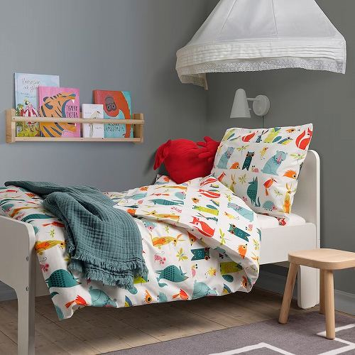 IKEA イケア 掛け布団カバー&枕カバー アニマル マルチカラー 150x200cm 50x60cm E00351007 LATTJO ラッチョ 子供部屋用インテリア 寝具 おしゃれ シンプル 北欧 かわいい ベビー ベッド [2]