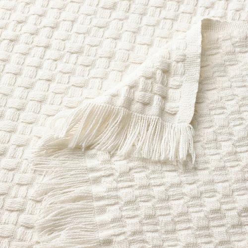 IKEA イケア ひざ掛け オフホワイト 130x170cm m00529096 HORNMAL ホルンマル 寝具 毛布 ブランケット ベッド おしゃれ シンプル 北欧 かわいい