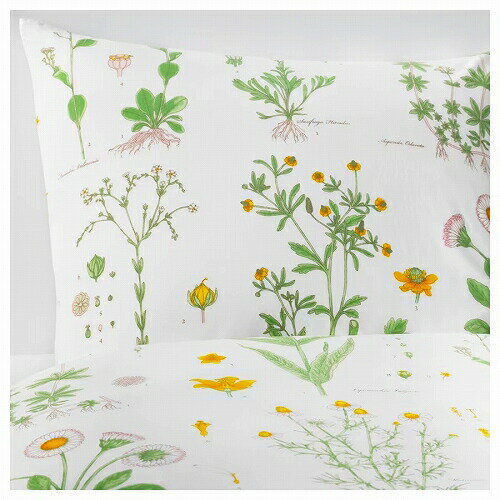IKEA イケア 掛け布団カバー＆枕カバー フローラルパターン ホワイト シングル 150x200cm 50x60cm m40282936 STRANDKRYPA ストランドクリパ 寝具 寝具カバー シーツ 掛け布団 寝具カバーセット おしゃれ シンプル 北欧 かわいい