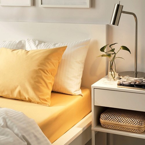 【あす楽】IKEA イケア ボックスシーツ イエロー 黄 セミシングル 80x200cm m80543437 NATTJASMIN ナットヤスミン 寝具カバー シーツ ベッドカバー ベッド おしゃれ シンプル 北欧 かわいい