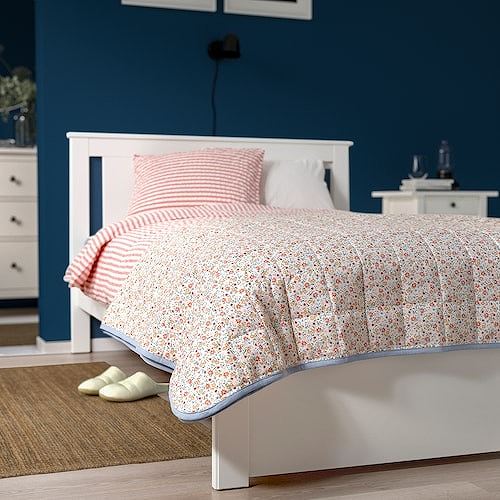 IKEA イケア マルチカバー ホワイト フローラルパターン ダブル 260x250cm m90603001 GULLNATTLJUS グルナットユース インテリア 寝具カバー シーツ ベッドカバー ベッドスプレッド おしゃれ シンプル 北欧 かわいい