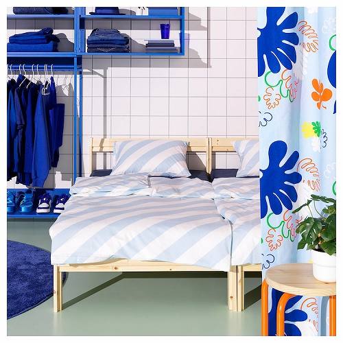 【あす楽】IKEA イケア 掛け布団カバー 枕カバー ライトブルー ホワイト ストライプ シングル 150x200cm 50x60cm m10561397 SLOJSILJA スロイシリヤ 寝具カバー シーツ 掛け布団カバーセット おしゃれ シンプル 北欧 かわいい