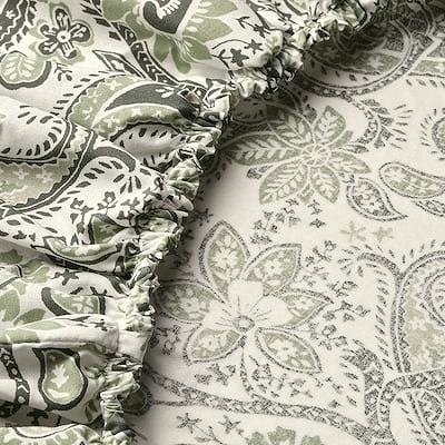 IKEA イケア ボックスシーツ グリーン ホワイト クイーン 160x200cm m30579570 RODGERSIA ロドゲルシア インテリア 寝具 寝具カバー シーツ ボックスシーツ おしゃれ シンプル 北欧 かわいい