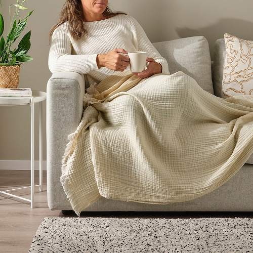 IKEA イケア ブランケット オフホワイト 150x200cm m40570927 VALLKRASSING ヴァルクラッスィング インテリア 寝具 収納 寝具 毛布 ブランケット おしゃれ シンプル 北欧 かわいい