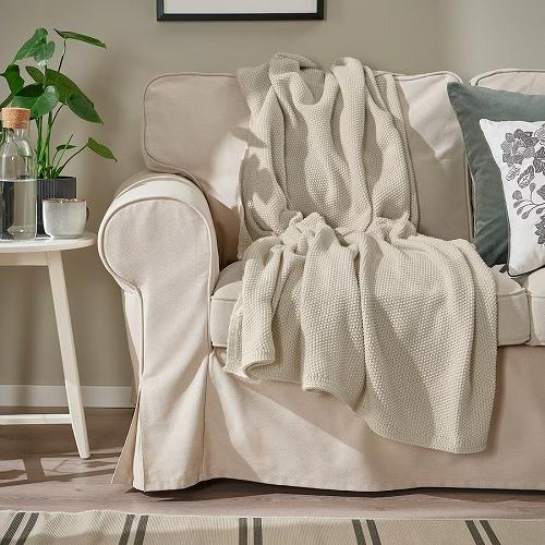 IKEA イケア ひざ掛け オフホワイト 130x170cm m50549544 HUMLEMOTT フムレモット 寝具 毛布 ブランケット おしゃれ シンプル 北欧 かわいい