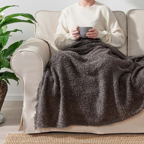 IKEA イケア ひざ掛け チャコール 130x170cm m80562039 SANDBRODD サンドブロッド インテリア 寝具 収納 寝具 毛布 ブランケット おしゃれ シンプル 北欧 かわいい