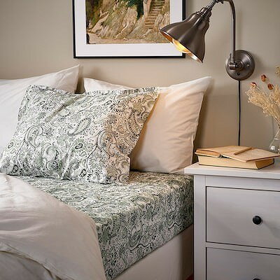 【カバーのみ】IKEA イケア 枕カバー グリーン ホワイト 50x60cm m80579596 RODGERSIA ロドゲルシア インテリア 寝具 寝具カバー シーツ ピローケース おしゃれ シンプル 北欧 かわいい