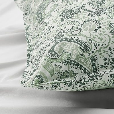 【カバーのみ】IKEA イケア 枕カバー グリーン ホワイト 50x60cm m80579596 RODGERSIA ロドゲルシア インテリア 寝具 寝具カバー シーツ ピローケース おしゃれ シンプル 北欧 かわいい