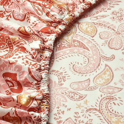 IKEA イケア ボックスシーツ ピンク ホワイト シングル 90x200cm m90579614 RODGERSIA ロドゲルシア インテリア 寝具 寝具カバー シーツ ボックスシーツ おしゃれ シンプル 北欧 かわいい