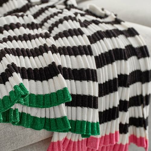 IKEA イケア ブランケット ブラック ホワイト 130x170cm m60582118 MOSSMOTT モスモット インテリア 寝具 収納 寝具 毛布 ブランケット おしゃれ シンプル 北欧 かわいい