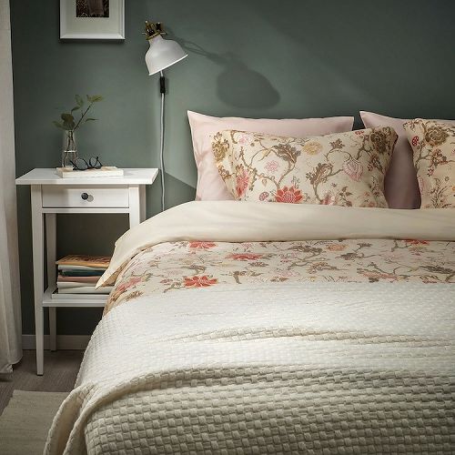 IKEA イケア 掛け布団カバー 枕カバー2枚 ライトグレーベージュ マルチカラー ダブル 200x200cm 50x60cm m60584527 NASSELKLOCKA ネッセルクロッカ インテリア 収納寝具カバーセット おしゃれ シンプル 北欧 かわいい