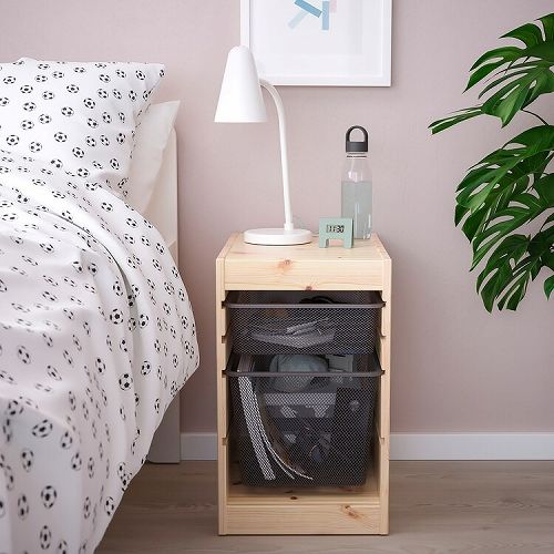 【セット商品】IKEA イケア TROFAST トロファスト 収納コンビネーション パイン ダークグレー メッシュボックスS×1個・M×1個 32x44x53cm m89480874 インテリア 収納家具 押入れ収納 収納ケース ボックス おしゃれ シンプル 北欧 かわいい