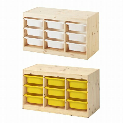 【セット商品】IKEA イケア 収納コンビネーション パイン ボックスSサイズx9個 93x44x53cm v0018 TROFAST トロファスト 収納 家具 子供部屋用インテリア おもちゃ箱 おしゃれ シンプル 北欧 かわいい