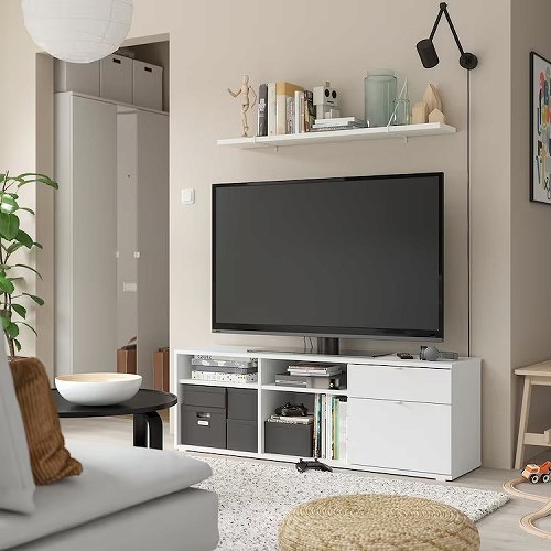 IKEA イケア テレビ台 ホワイト 白 146x37x50cm big00483296 VIHALS ヴィーハルス インテリア 収納家具 ローボード テレビボード おしゃれ シンプル 北欧 かわいい