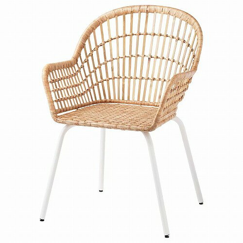 IKEA (イケア)のIKEA イケア チェア アームレスト付 籐 ホワイト 白 big60442972 NILSOVE ニルソーヴェ インテリア 家具 イス 椅子 ダイニングチェア おしゃれ シンプル 北欧 かわいい(チェア・椅子)