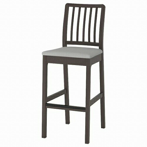 IKEA (イケア)のIKEA イケア バースツール 背もたれ付き ダークブラウン オッルスタ ライトグレー big90400536 EKEDALEN エーケダーレン インテリア 家具 イス 椅子 カウンターチェア おしゃれ シンプル 北欧 かわいい(チェア・椅子)