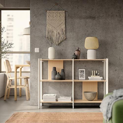 IKEA イケア シェルフユニット ホワイト ライトバンブー 120x85cm big50538847 JATTESTA イェッテスタ インテリア 収納家具 本棚 ラック オープンラック おしゃれ シンプル 北欧 かわいい