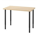 【セット商品】IKEA イケア デスク ホワイトステインオーク調 ブラック 100x60cm big59416356 LINNMON リンモン OLOV オーロヴ インテリア オフィス家具 オフィスデスク 机 おしゃれ シンプル 北欧 かわいい