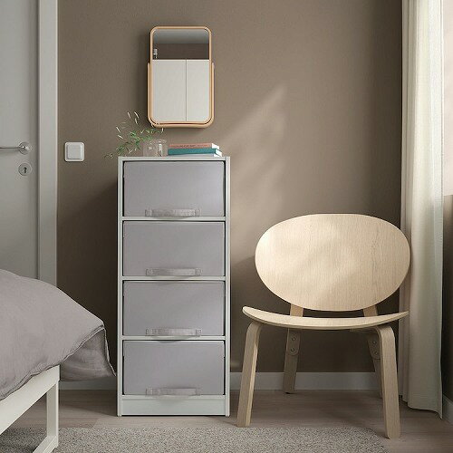 IKEA イケア 収納ユニット ボックス4個付き ホワイト ライトグレー 40x104cm big30559826 BRUKSVARA ブルクスヴァーラ インテリア 収納家具 タンス チェスト おしゃれ シンプル 北欧 かわいい
