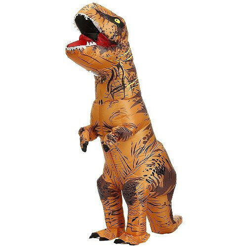 適応サイズ：身長約160-195cm 重さ：約0.71kg 内容品: ・T-Rex インフレータブルコスチューム ・送風機 ・バッテリーボックス(電池は付属しておりません) ・取扱説明書(日本語) インパクト大間違いなしの膨らむティラノサウルスの恐竜コスチュームです♪ 使用方法：ファンを本体に取付けて、着用後、 バッテリーケースのスイッチを入れて、ジッパーを閉めます。すぐに空気が満杯になります。Star Clair 膨らむ恐竜コスチューム 恐竜着ぐるみ ティラノサウルス 怪獣 ハロウィン イベント コスプレ ch00017