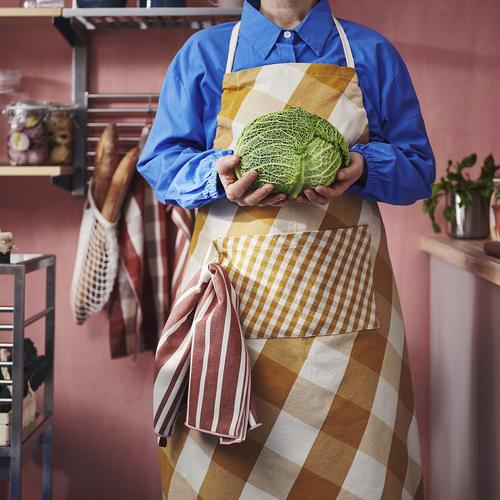 IKEA イケア エプロン イエロー/ホワイト 70x92 cm m90598716 KOSSEBARショッセベール キッチン用品 食器 調理器具 配膳用品 キッチンファブリック エプロン 三角巾 エプロン おしゃれ シンプル 北欧 かわいい