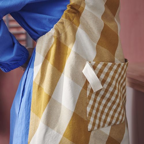 IKEA イケア エプロン イエロー/ホワイト 70x92 cm m90598716 KOSSEBARショッセベール キッチン用品 食器 調理器具 配膳用品 キッチンファブリック エプロン 三角巾 エプロン おしゃれ シンプル 北欧 かわいい