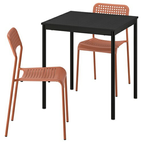 IKEA (イケア)のIKEA イケア テーブル＆チェア2脚 ブラック ブラック/レッドブラウン 67x67cm s59608893 SANDSBERG サンドスベリ(子供用インテリア)