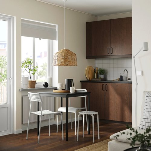 IKEA イケア テーブル＆チェア2脚 ブラック ブラック/ホワイト 67x67cm s79608892 SANDSBERG サンドスベリ