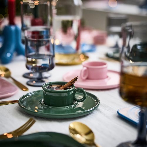 IKEA イケア カップ&ソーサー ダークグリーン 70ml m50604489 VINTERFINT ヴィンテルフィント