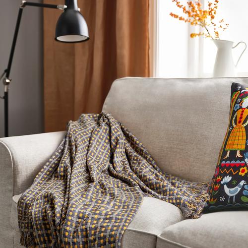 IKEA イケア ブランケット チェック模様 130x170 cm m60614402 FLIKBRUNORT フリクブルンオルト