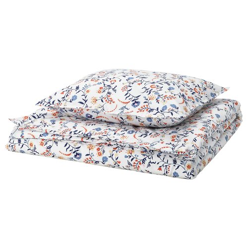 IKEA (イケア)のIKEA イケア 掛け布団カバー＆枕カバー ホワイト マルチカラー/フローラルパターン 150x200/50x60 cm m60614746 BRUDKRUSBAR ブルードクルスベール(子供用インテリア)