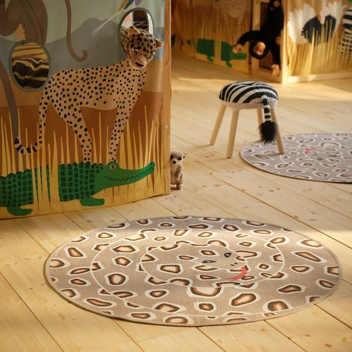 IKEA イケア ラグ 平織り ライトブラウン/ヘビ模様 100 cm m00603232 SANDLOPARE サンドローパレ