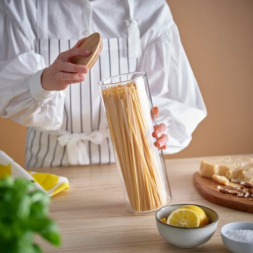 IKEA イケア ふた付き容器 クリアガラス/竹 1.8 l m10419059 EKLATANT エクラタント