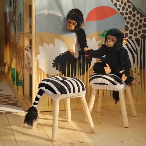 【カバーのみ】IKEA イケア スツール用カバー ブラック ホワイト/シマウマ模様 38 cm m60603210 SANDLOPARE サンドローパレ