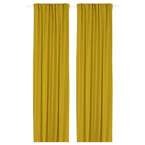 IKEA (イケア)のIKEA イケア 遮像・採光カーテン 1組 イエロー/ヘディングテープ付き 145x250 cm 145x250 cm m80597185 GINSTMOTT ギンストモット(カーテン・レース)
