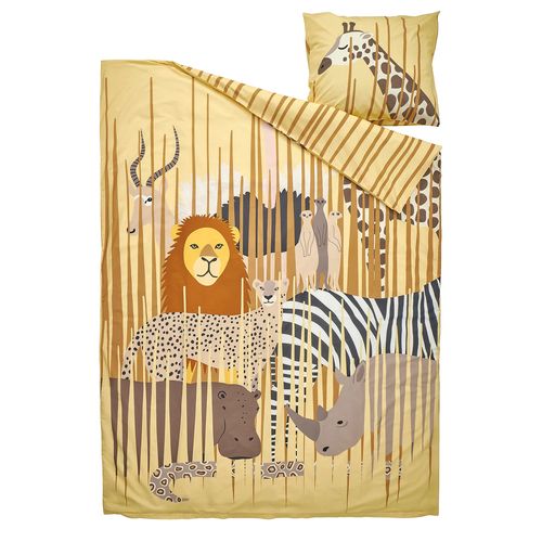 IKEA イケア 掛け布団カバー＆枕カバー イエロー/サバンナ 150x200/50x60 cmシングル m90603242 SANDLOPARE サンドローパレ