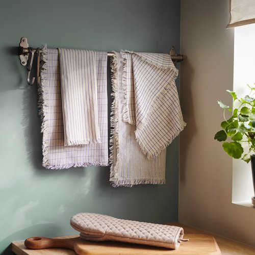 IKEA イケア キッチンクロス ホワイト/ブルー 模様入り 45x60 cm 45x60 cm m90618007 VALVARDAD ヴェルヴォルダード