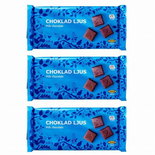 【セット商品】IKEA イケア ミルクチョコレート 3枚セット m40293925x3 CHOKLAD LJUS ショクラード・ユース 板チョコ 食品 お菓子 チョコレートスナック 板チョコ おしゃれ シンプル 北欧 かわいい